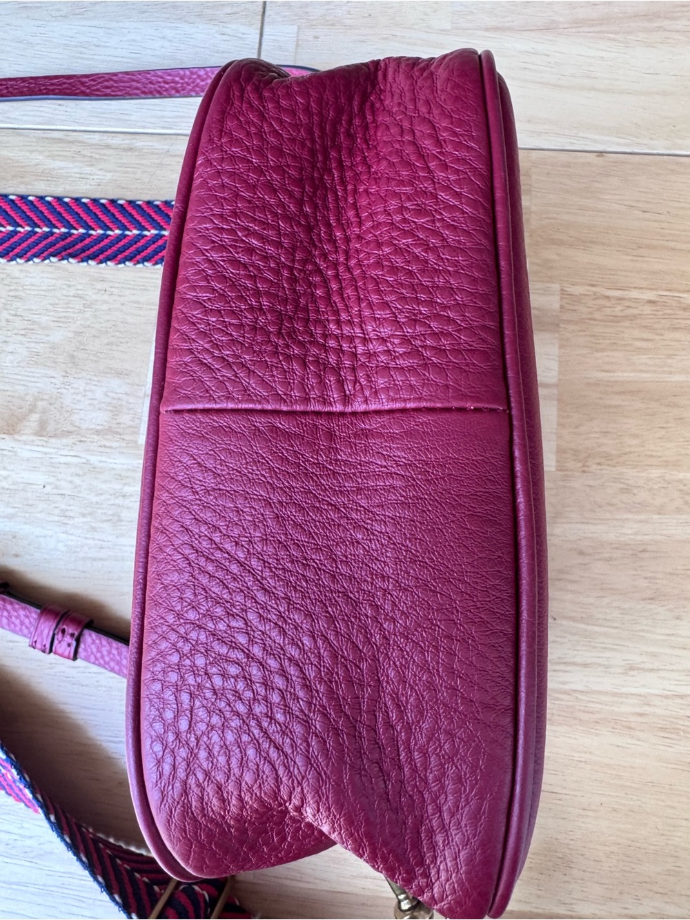 J.Crew Red leather crossbody with red and navy strap - Picture 6 of 12